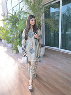 Blue Bloom Cotton Kurta Set