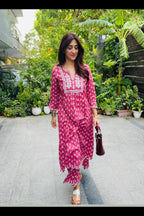 Rosewood Bloom Cotton Kurta Set