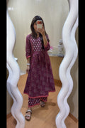 Wine Petal Cotton Suit Set