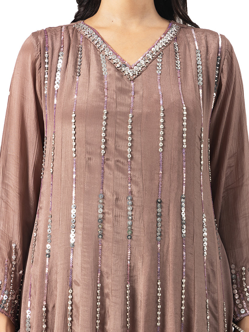 Mauve Sequin Kurta Set