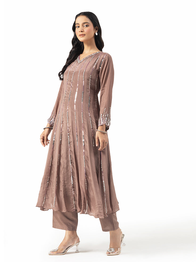 Mauve Sequin Kurta Set