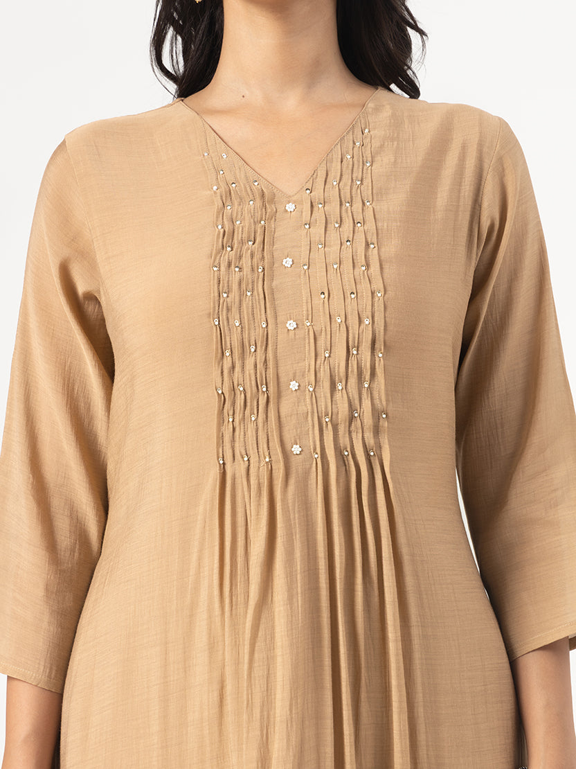 Mehfil Beige Cotton Kurta Set