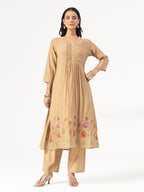 Mehfil Beige Cotton Kurta Set