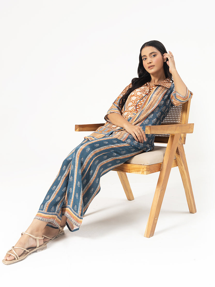 Indigo Viscose Blend Co-ord Set
