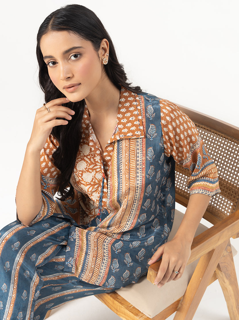 Indigo Viscose Blend Co-ord Set