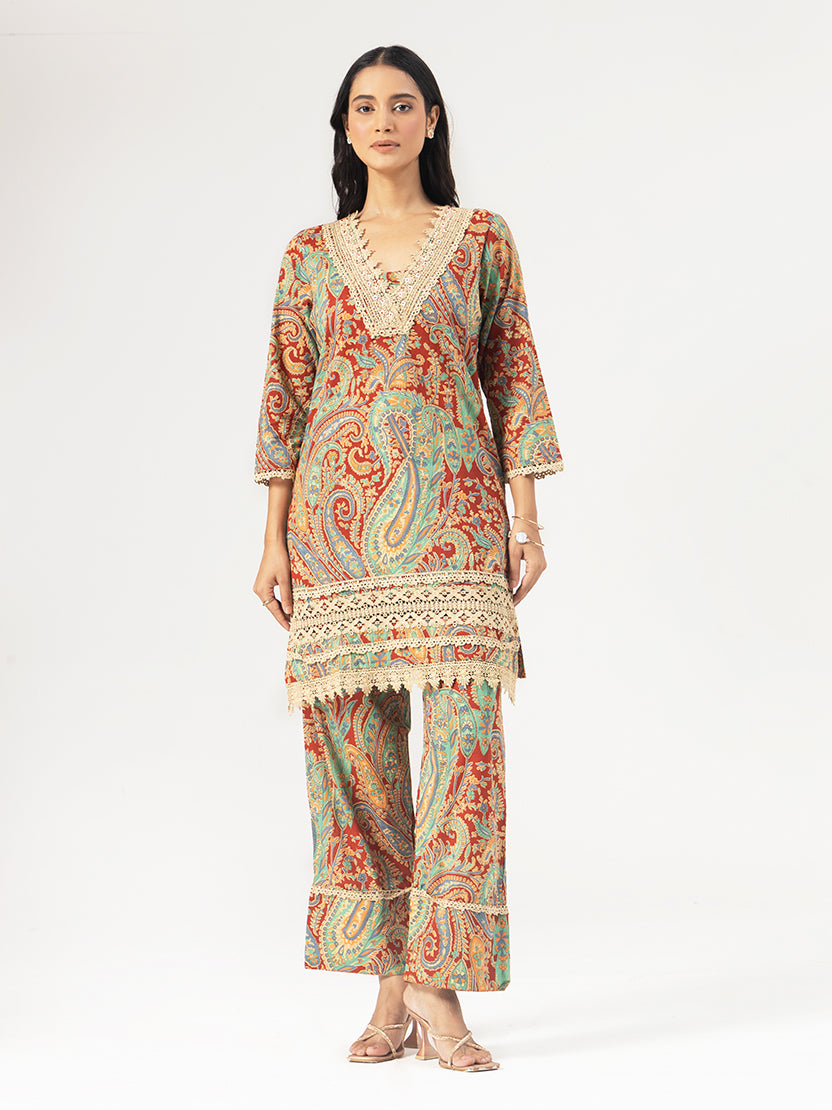 Rose Garden Cotton Kurta Set