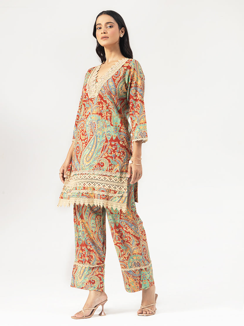 Rose Garden Cotton Kurta Set