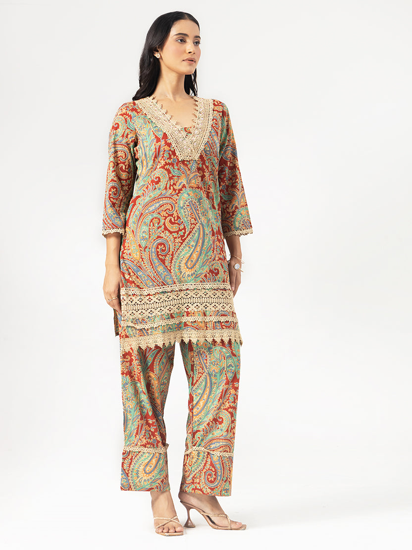 Rose Garden Cotton Kurta Set