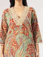 Rose Garden Cotton Kurta Set