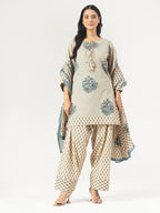 Blue Bloom Cotton Kurta Set