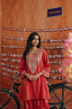 Coral Pink  Kurta Set