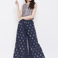 Be Indi Women Navy Blue Printed Wide Leg Palazzos