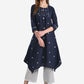 Be Indi Women Navy Blue & White Woven Design Cotton Kurta with Palazzos
