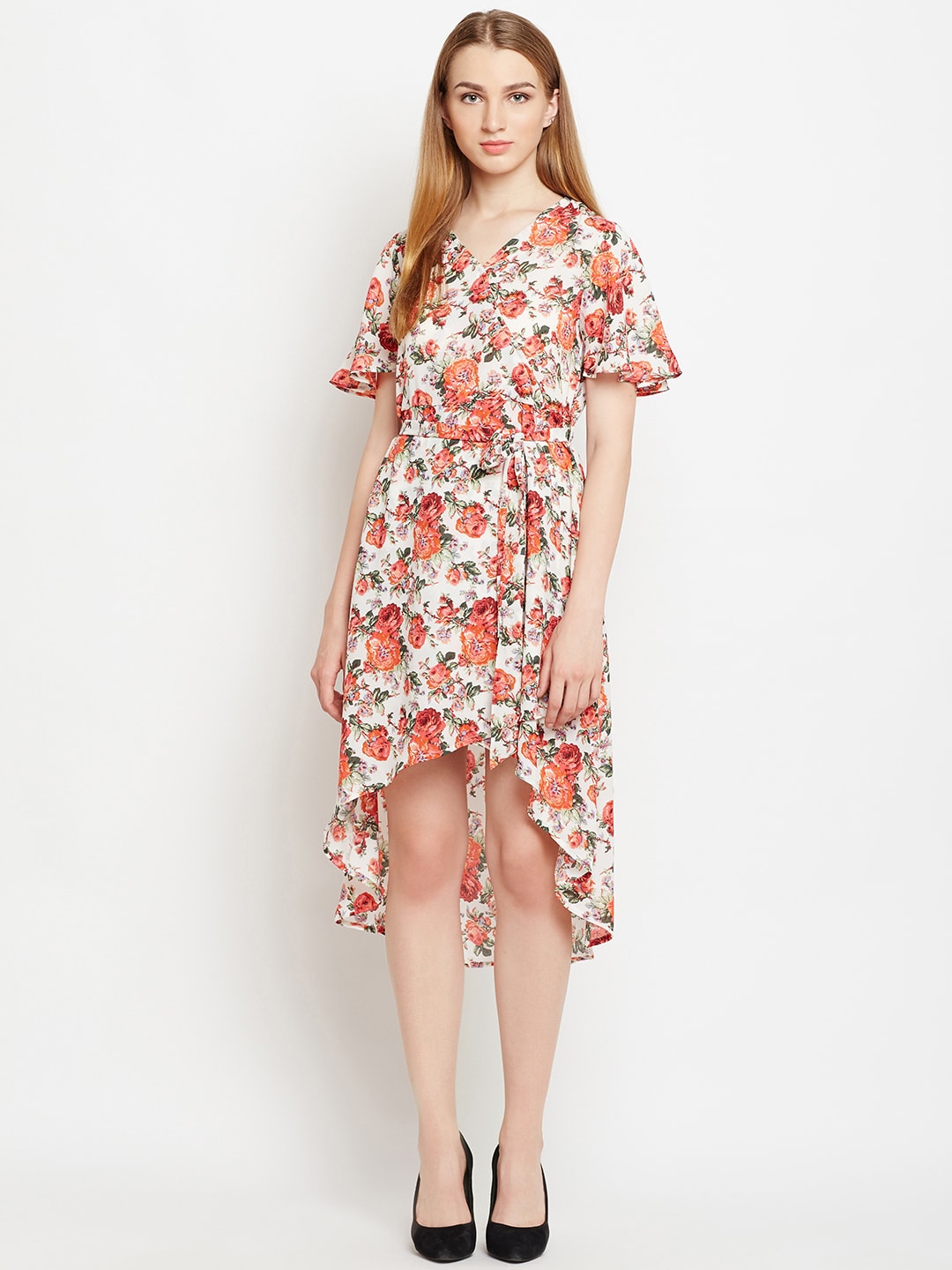 BeIndi  Women Off White Coloured Printed Dress