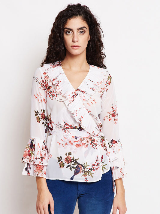 BeIndi Women White Printed Top