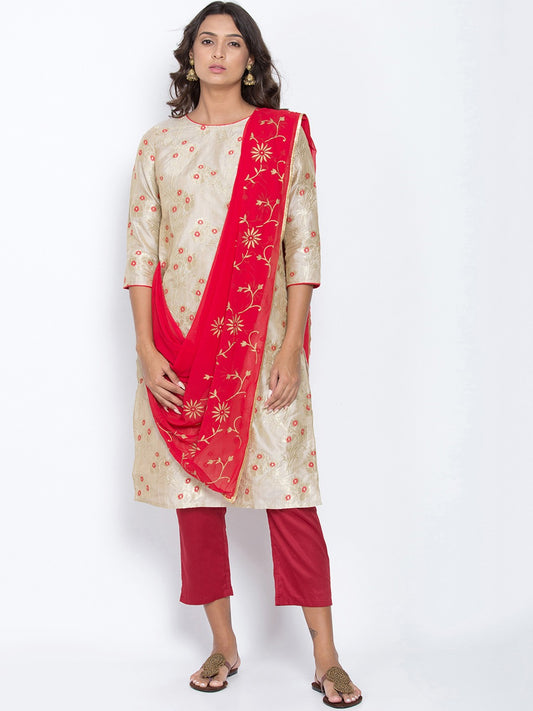 Be Indi Women Gold-Toned Ethnic Motifs Printed Kurta