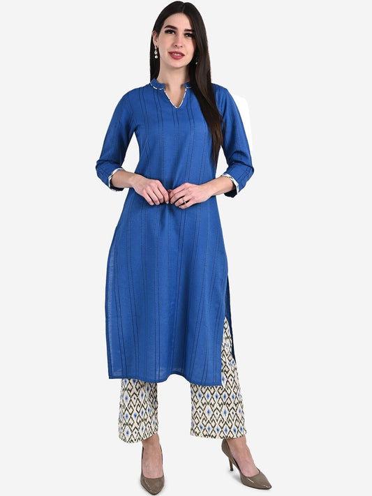 BeIndi Women Self Design Kurta, Straight Palazzo
