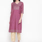 Be Indi Women Purple Woven Design Kurta with Palazzo