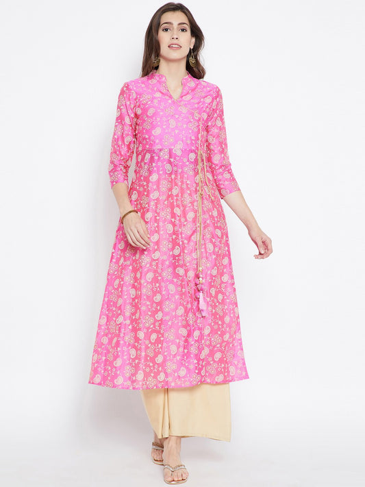 Be Indi Women Fuschia Coloured Printed kurtis