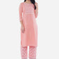 Be Indi Women Pink & White Embroidered Kurta with Palazzos