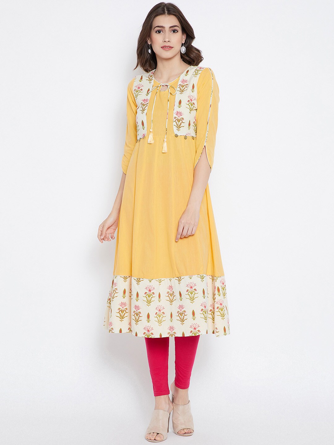 Be Indi Women Yellow Printed Kurta