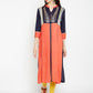 Be Indi Women Peach-Coloured Embroidered Straight Kurta
