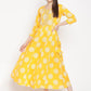 Be Indi Mustard Yellow & White Ethnic Motifs Ethnic Maxi Dress