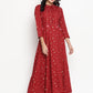 Maroon Foil Printed Sequenced Hand Work Maxi Dress