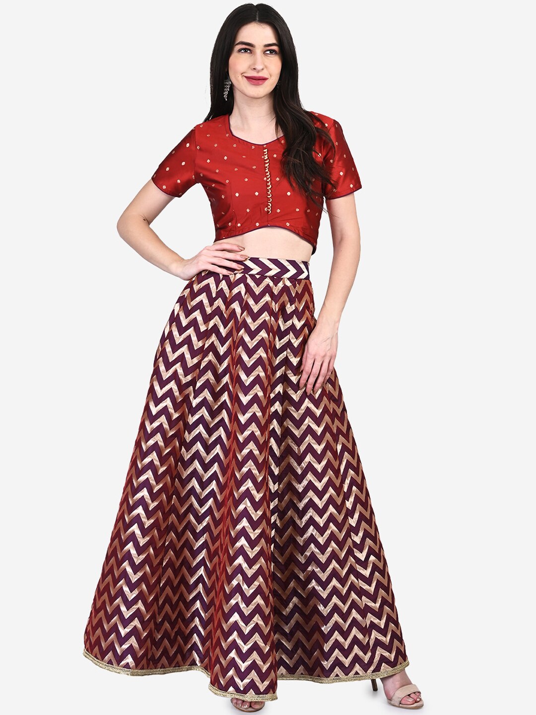 Be Indi Red Ready to Wear Lehenga with Blouse