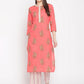 Be Indi Women Red Ethnic Motifs Printed Pure Cotton Kurta with Palazzos