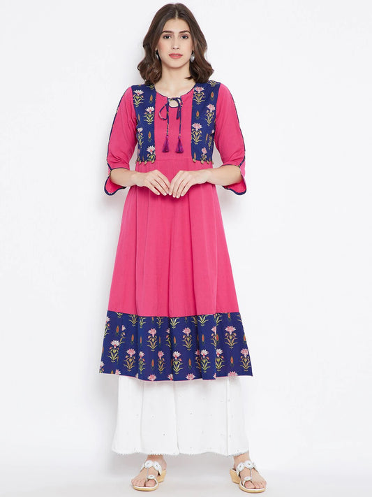 Be Indi Women Fuschia Printed Kurta