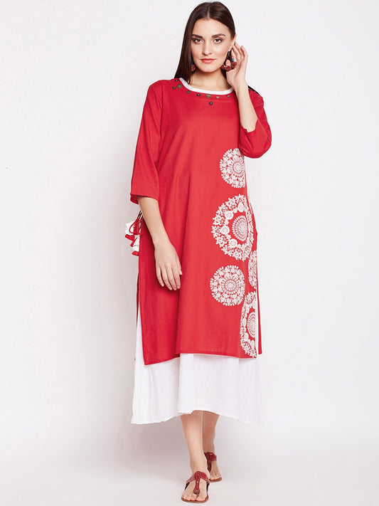 BeIndi Women Red Ethnic A-Line Dresses
