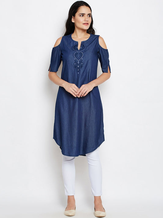 BeIndi Women Blue Daily Solid Kurta