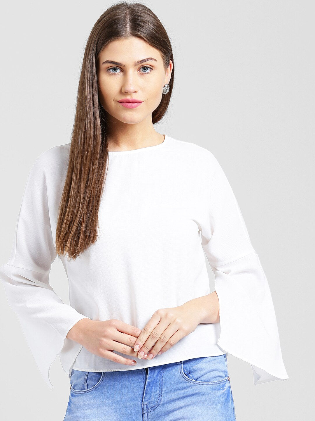 BeIndi Women Solid Off White Top