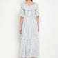 BeIndi Women Striped Pom-Pom Maxi Dress