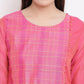 BeIndi Women Pink Checked Chanderi Silk Kurta