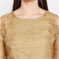 BeIndi Women Beige Self Design Pure Silk Ethnic Top