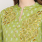 Be Indi Women Green Printed Placement Embroidred Design Kurta with Pant