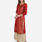 Be Indi Women Red Ethnic Motifs Embroidered Regular Thread Work Kurta with Palazzos
