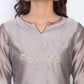 Be Indi Women Grey & Brown Embroidered Kurta with Palazzos