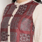 BeIndi Women Beige Geometric Checked Cold-Shoulder Sleeves Thread Work Kurta