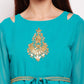 BeIndi Women Turquoise Blue Embroidered A-Line Kurta