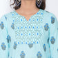 Be Indi Women Blue Printed Kurta with Trousers