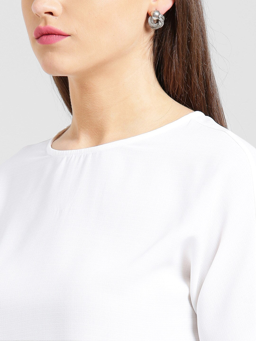BeIndi Women Solid Off White Top