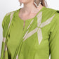 Be Indi Women Green & Beige Solid A-Line Kurta With Dupatta