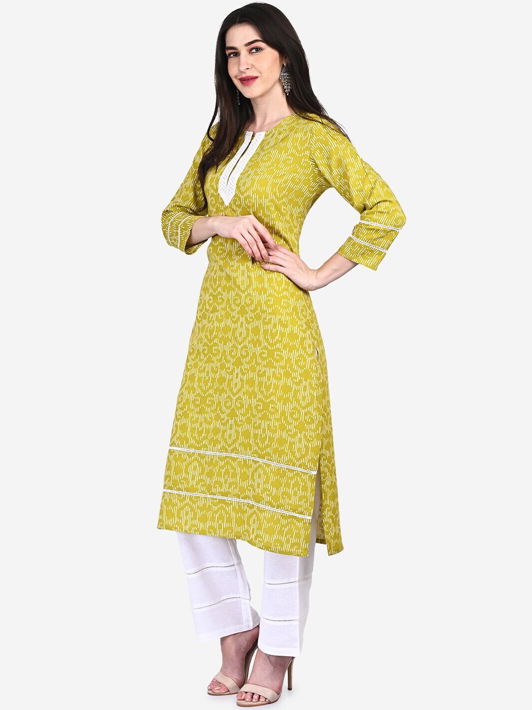 Be Indi Women Green Ethnic Motifs Embroidered Kurta