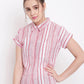 BeIndi Women Red Striped Shirt Style Pure Cotton Top