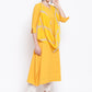 Be Indi Women Yellow & Beige Solid A-Line Kurta With Dupatta