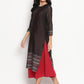 Be Indi Women Mirror Embroidered Placket Cotton Jacquard Double Layered Ethnic Dress