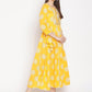 Be Indi Mustard Yellow & White Ethnic Motifs Ethnic Maxi Dress